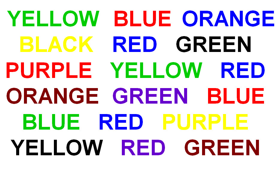 Test genkendelse af ord og farver
